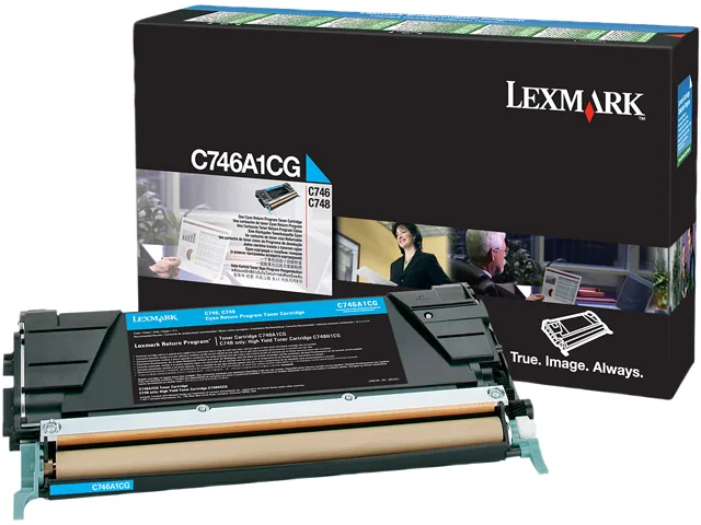 Lexmark C746A4CG cyan toner cartridge in original packaging