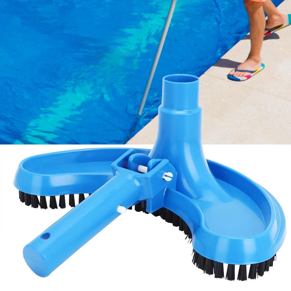 Altatac Altatac Half-Moon Pool Vacuum Head Brush Blue 1.5" Hose 1.25" Pole — product photo