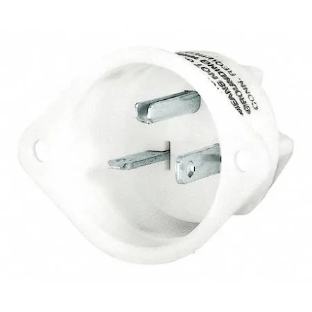White oval flanged inlet with three straight blades and mounting holes