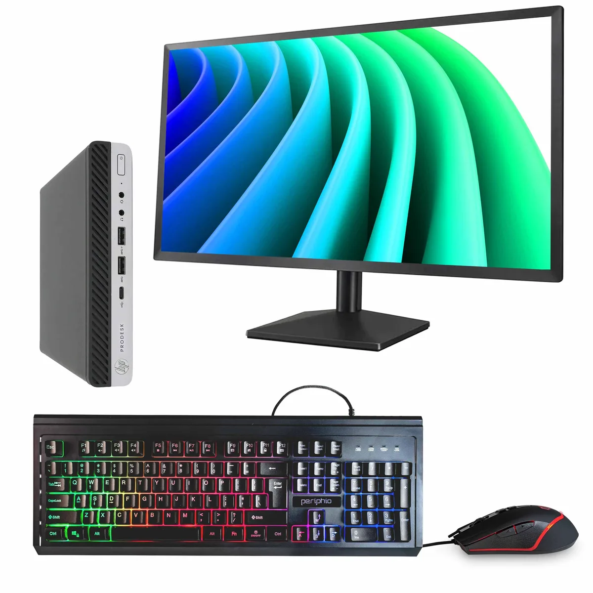 HP HP ProDesk 600G5 Mini PC i5-9500T 16GB DDR3 500GB SSD 24" Monitor Win 11 Pro — product photo