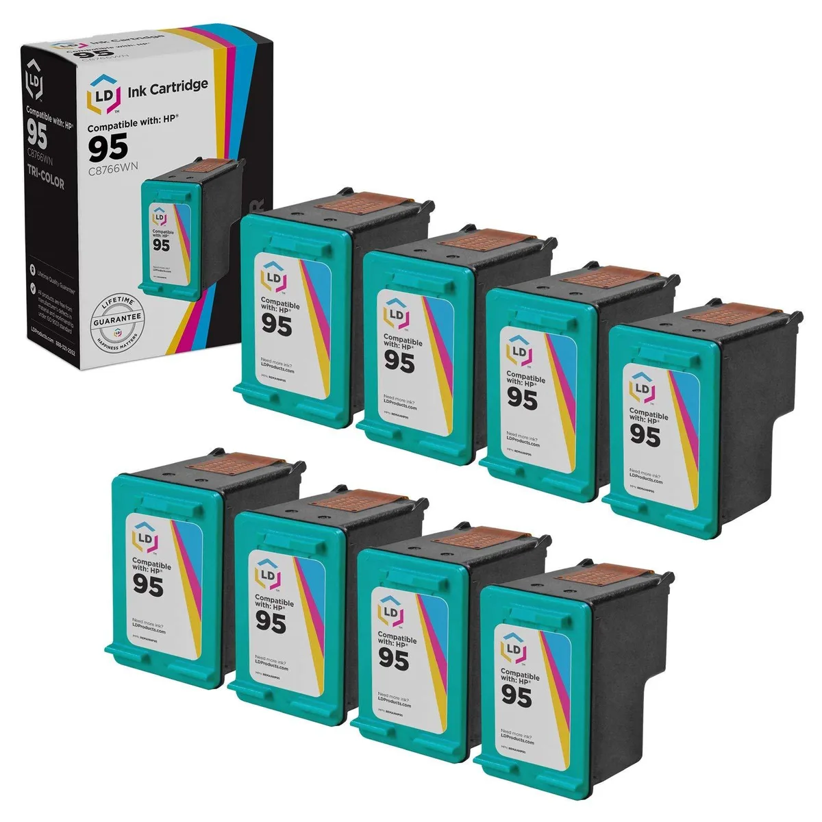 LD Products LD Products HP 95 C8766WN Tri-Color Ink Cartridge 8-Pack — product photo
