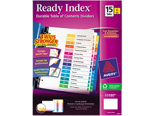 Avery Avery 11197 Ready Index 15-Tab Binder Dividers 6 Sets — product photo