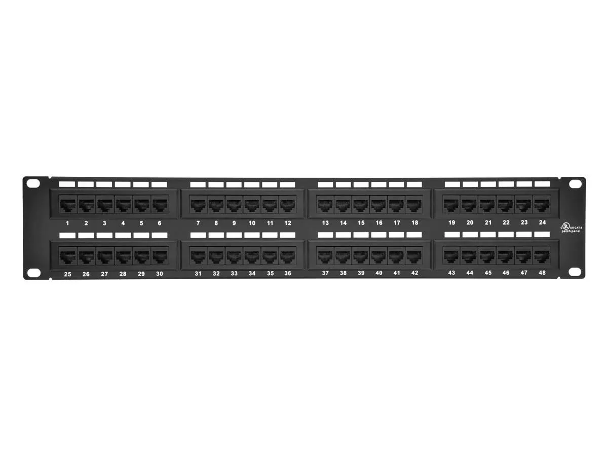 Monoprice Inc. Monoprice 107305 48-port Cat6 Patch Panel 110 Type 2U 19 inch Black Steel UL Listed — product photo