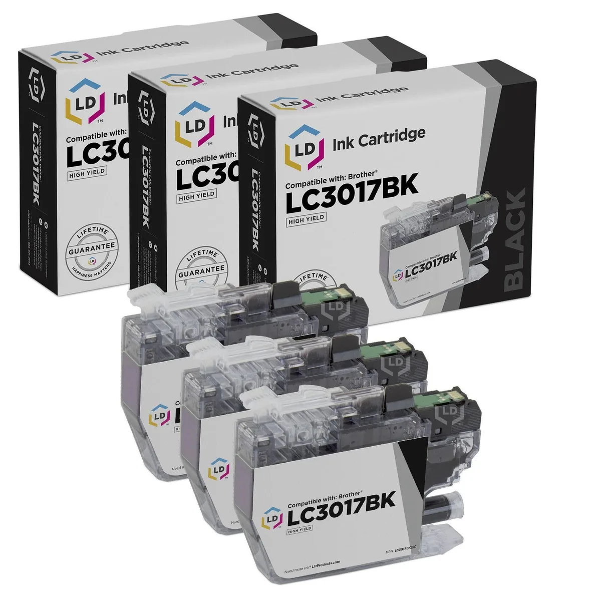 LD Products LD Products LC3017BK High Yield Black Ink Cartridge 3-Pack 550 Pages — product photo