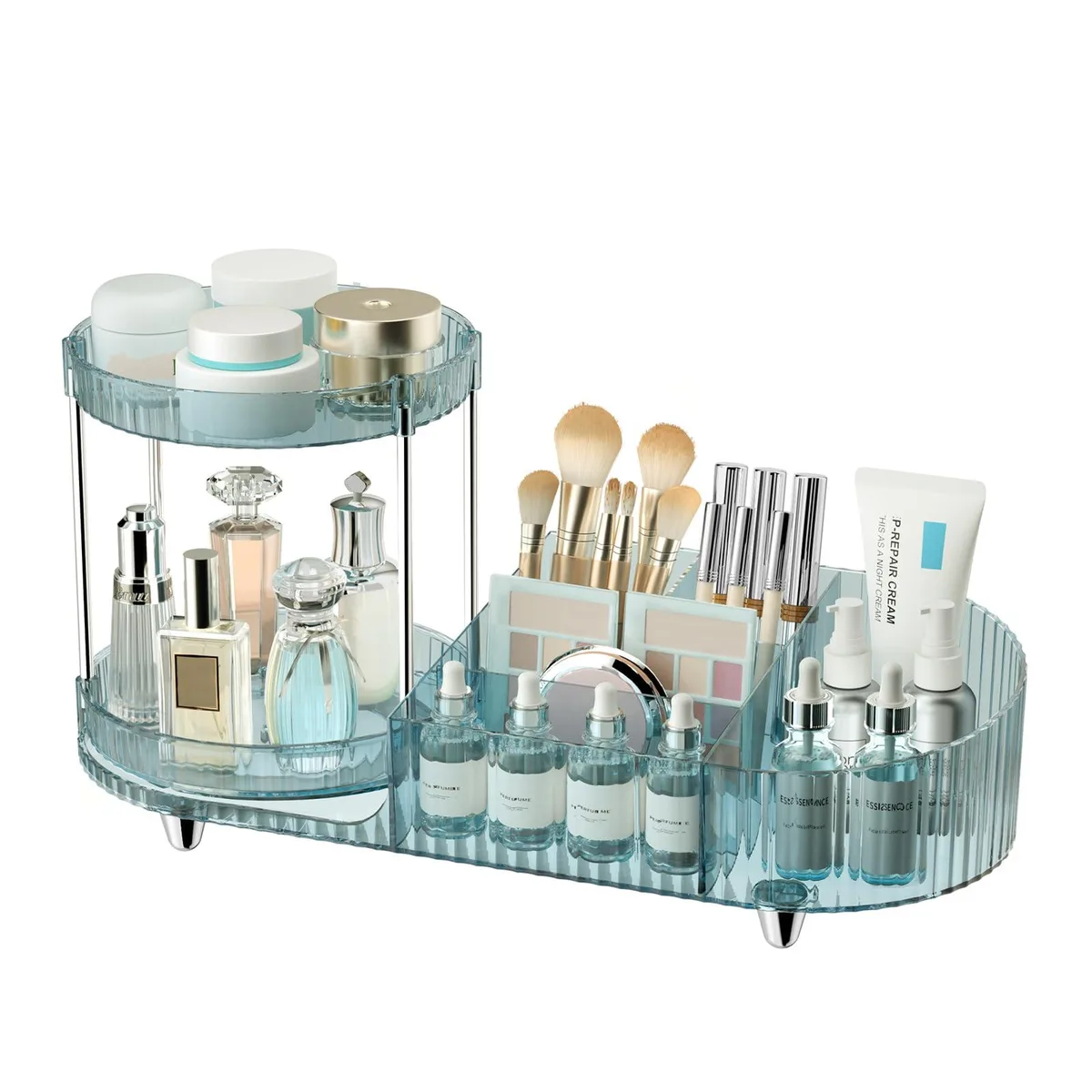 Jywantful Haze Blue Rotating Makeup Organizer 360° 14 in x 6.3 in x 2.9 in Bath Storage — product photo