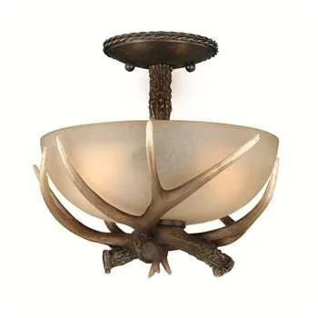 Vaxcel Yoho 12 inch semi-flush ceiling light in Black Walnut steel with creme cognac glass