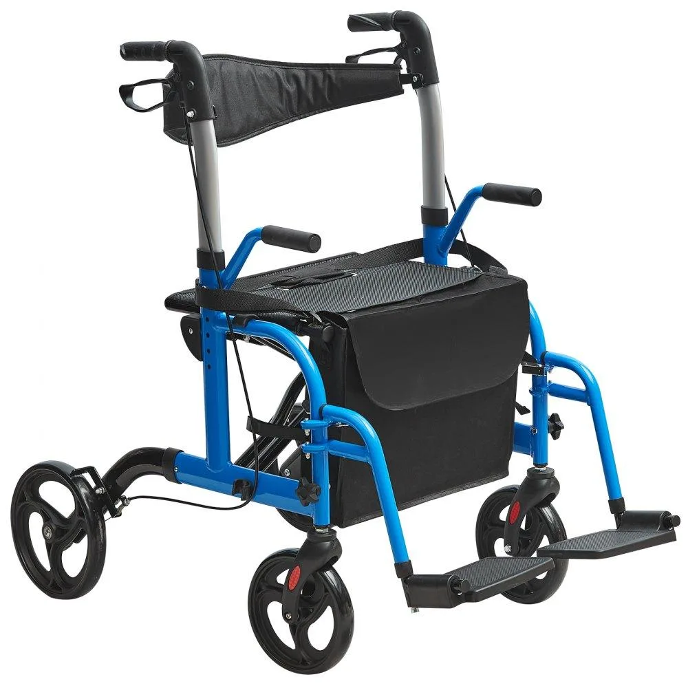 VEVOR VEVOR FBL427113 2-in-1 Rollator Walker Wheelchair Blue 300 lbs — product photo
