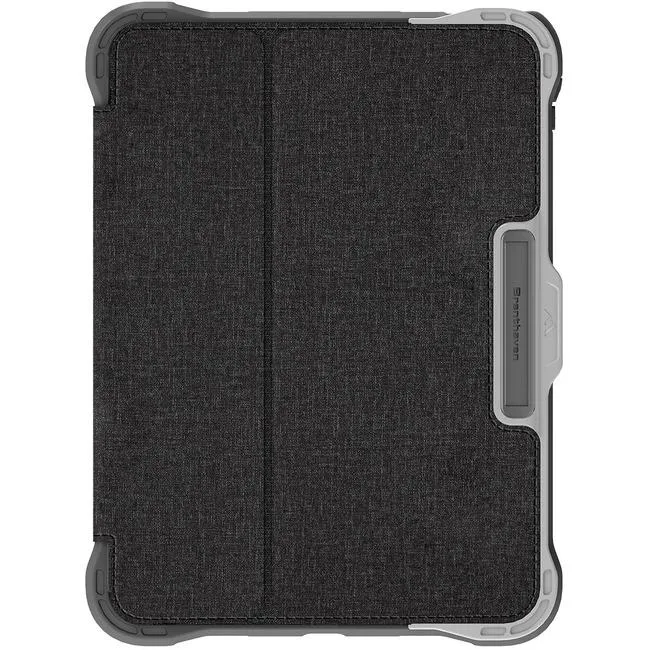 Gray and red rugged folio case for 10.9 inch iPad with integrated cover stand