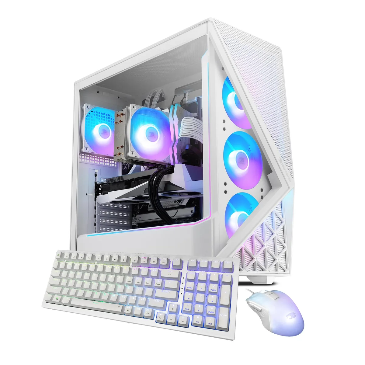 iBUYPOWER iBUYPOWER SWI7N56T01 gaming PC Intel Core Ultra 7 265F RTX 5060Ti 8GB 32GB DDR5 2TB NVMe White — product photo