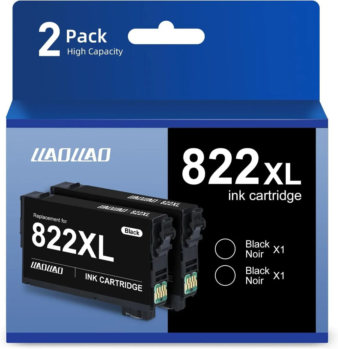 NuoTo NuoTo 822XL Black Ink Cartridge 2 Pack — product photo