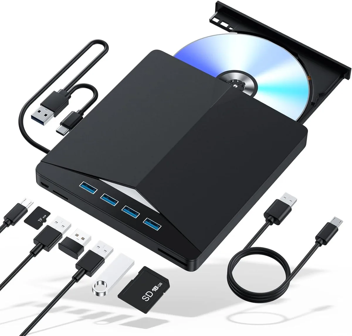 FANTEC FANTEC External Blu-ray Player USB 3.0 7-in-1 Black — product photo