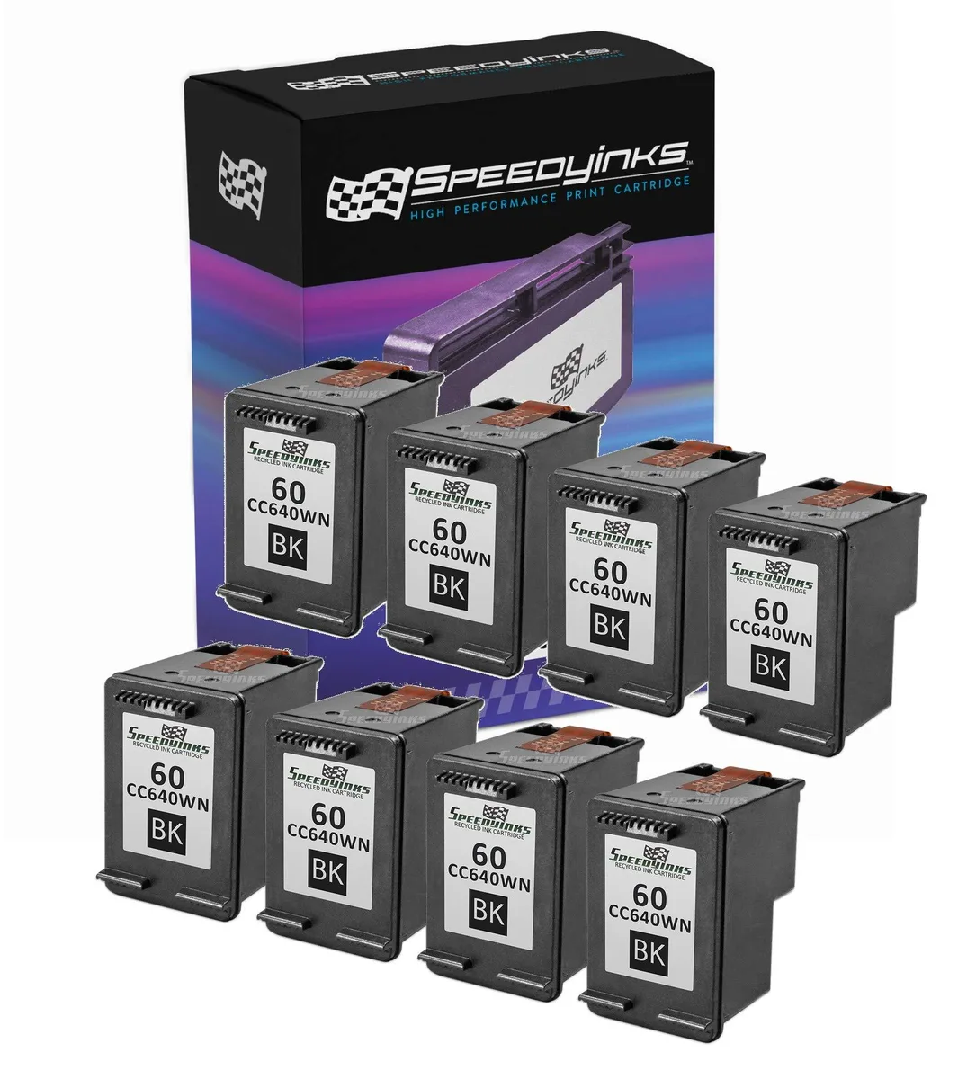 SpeedyInks SpeedyInks HP 60 CC640WN Black Ink Cartridge 8-Pack — product photo