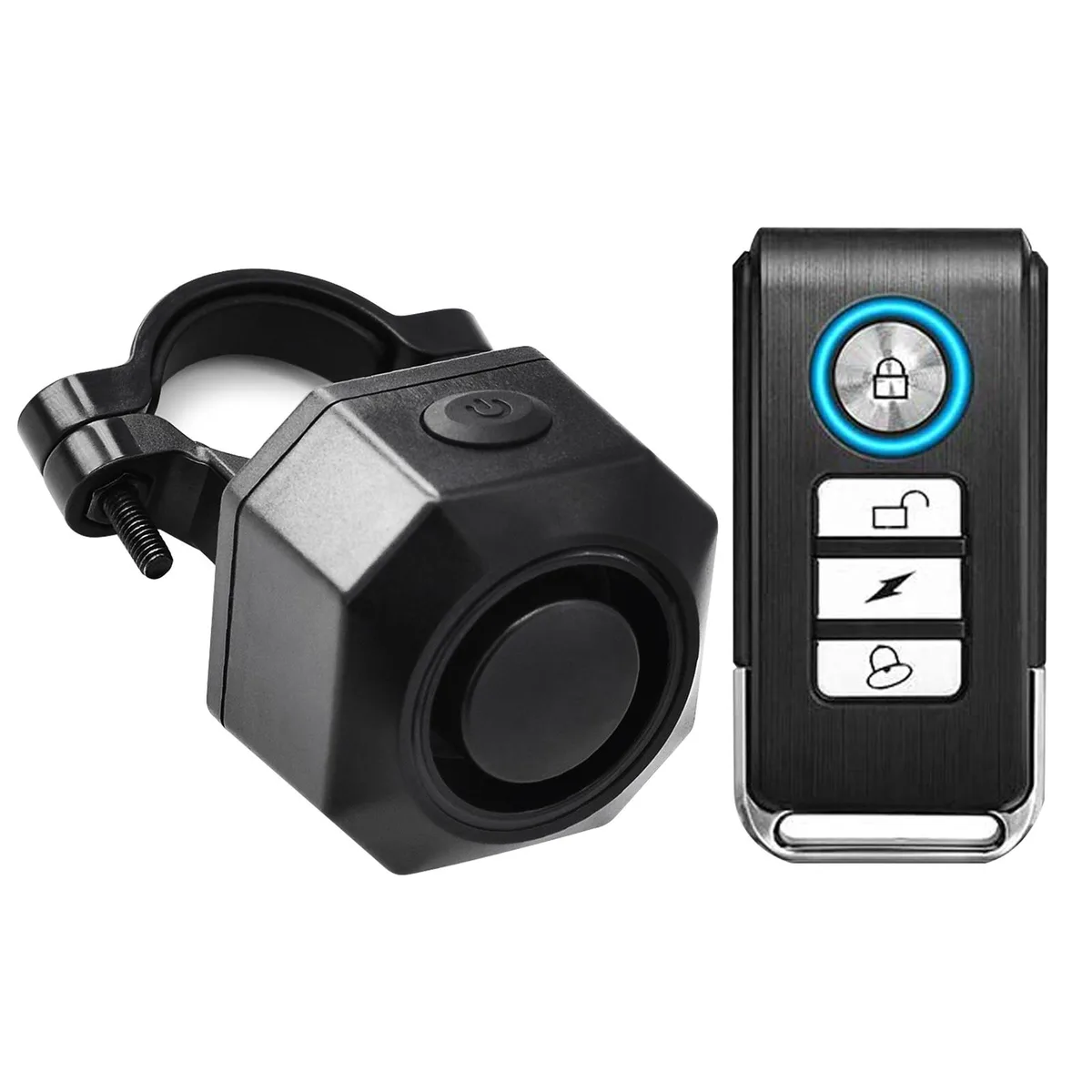 GREENCYCLE GREENCYCLE USB Rechargeable Bike Alarm with Remote, IP54 Waterproof, 7 Sensitivity Levels, 113dB Max Volume — product photo