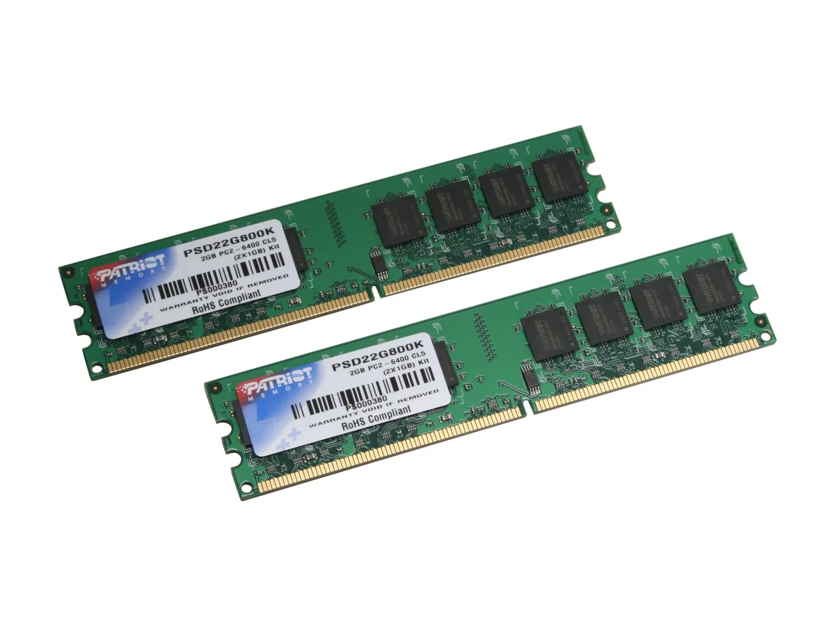 Patriot Memory Patriot Memory PSD22G800K 2GB (2 x 1GB) DDR2 800 desktop RAM — product photo