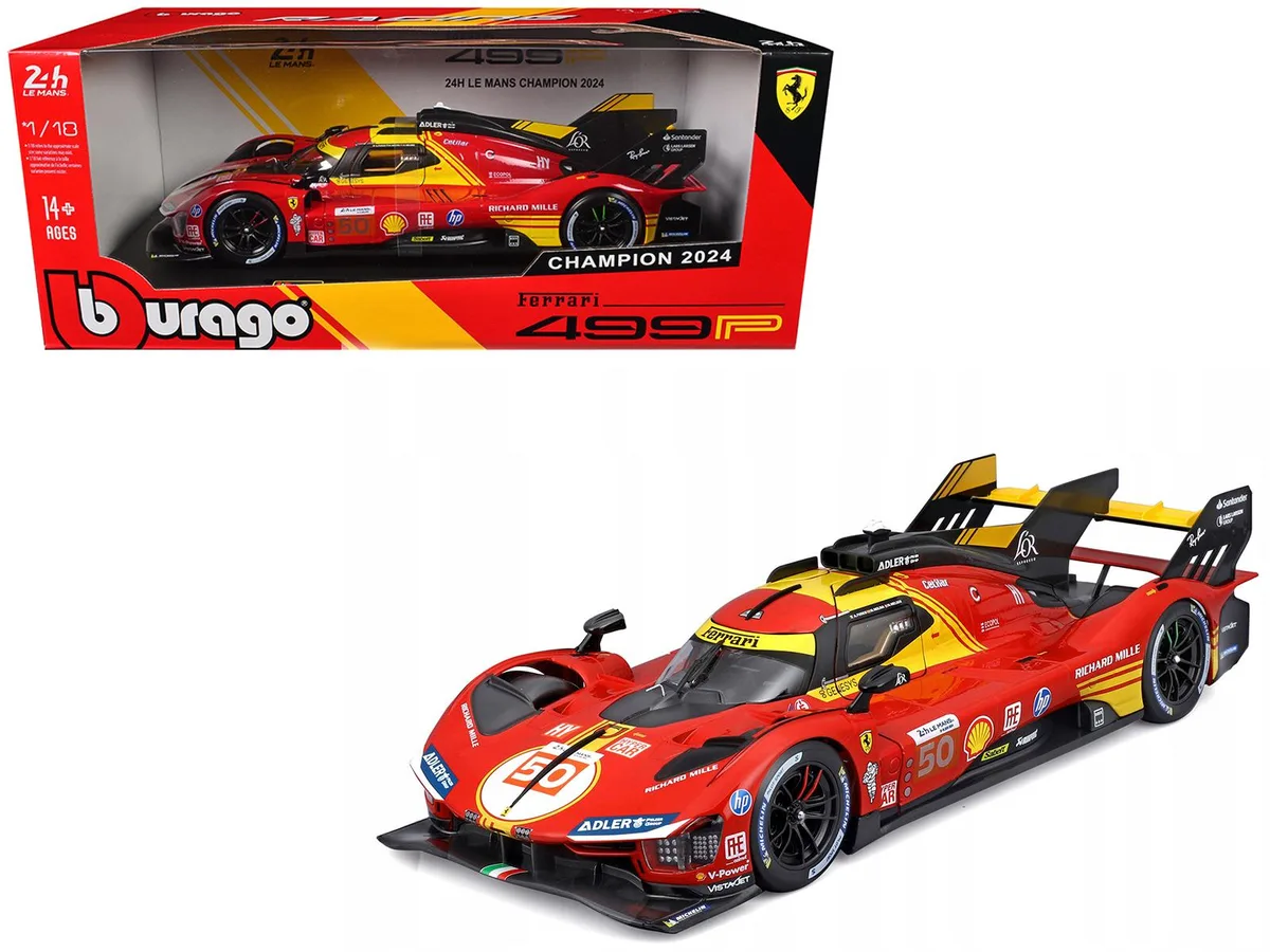 BBURAGO BBURAGO Ferrari 499P #50 2024 Le Mans Winner 1/18 Diecast — product photo
