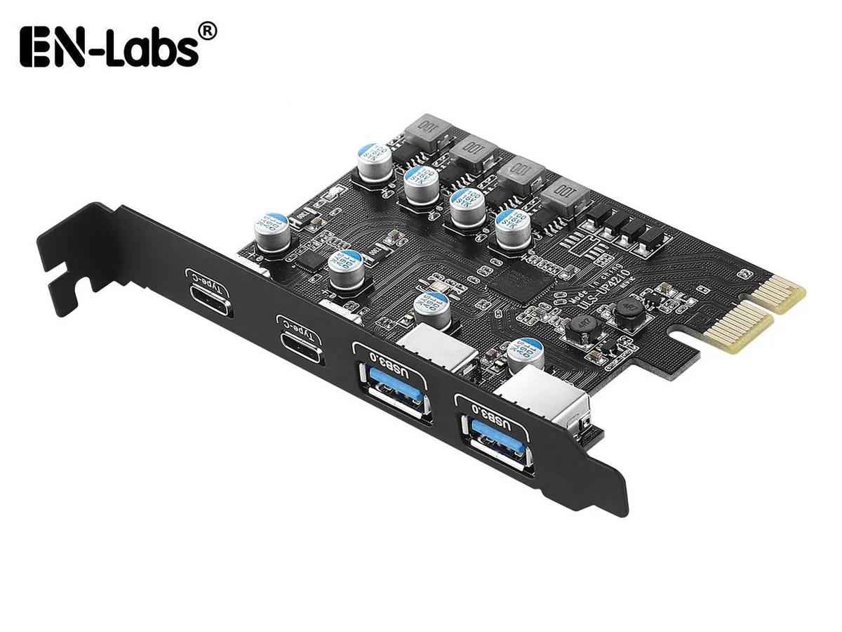EN-Labs EN-Labs PCIe x1 to 4-Port USB 3.2 Gen 1 Expansion Card (2× Type-C, 2× Type-A) — product photo