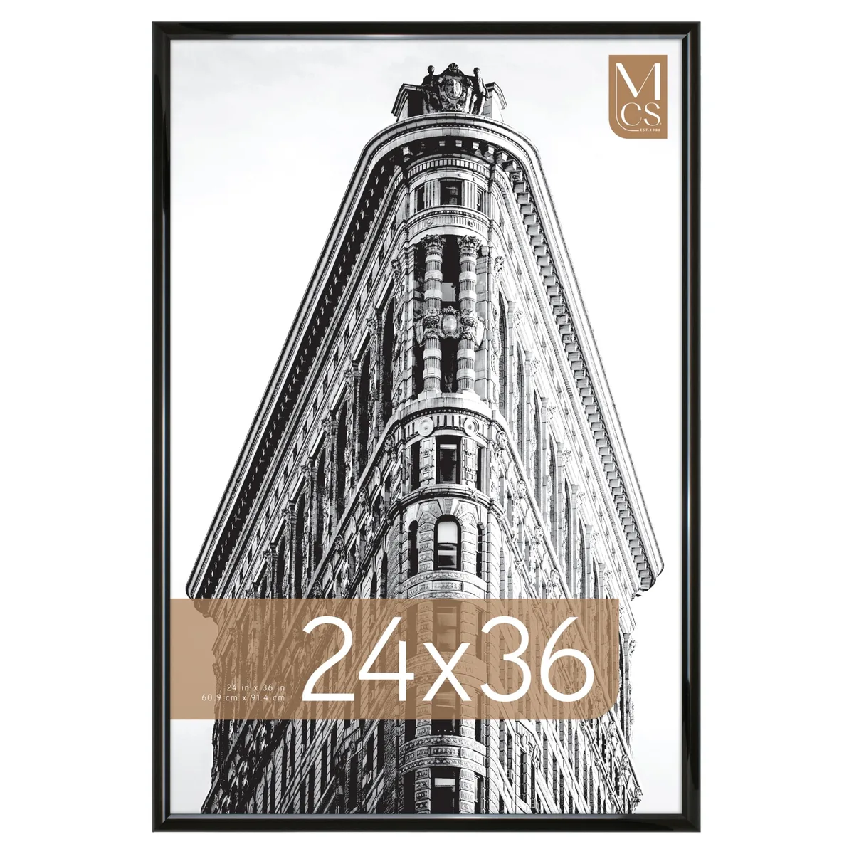 Black high-gloss plastic poster frame 25 x 37 inches with clear styrene front