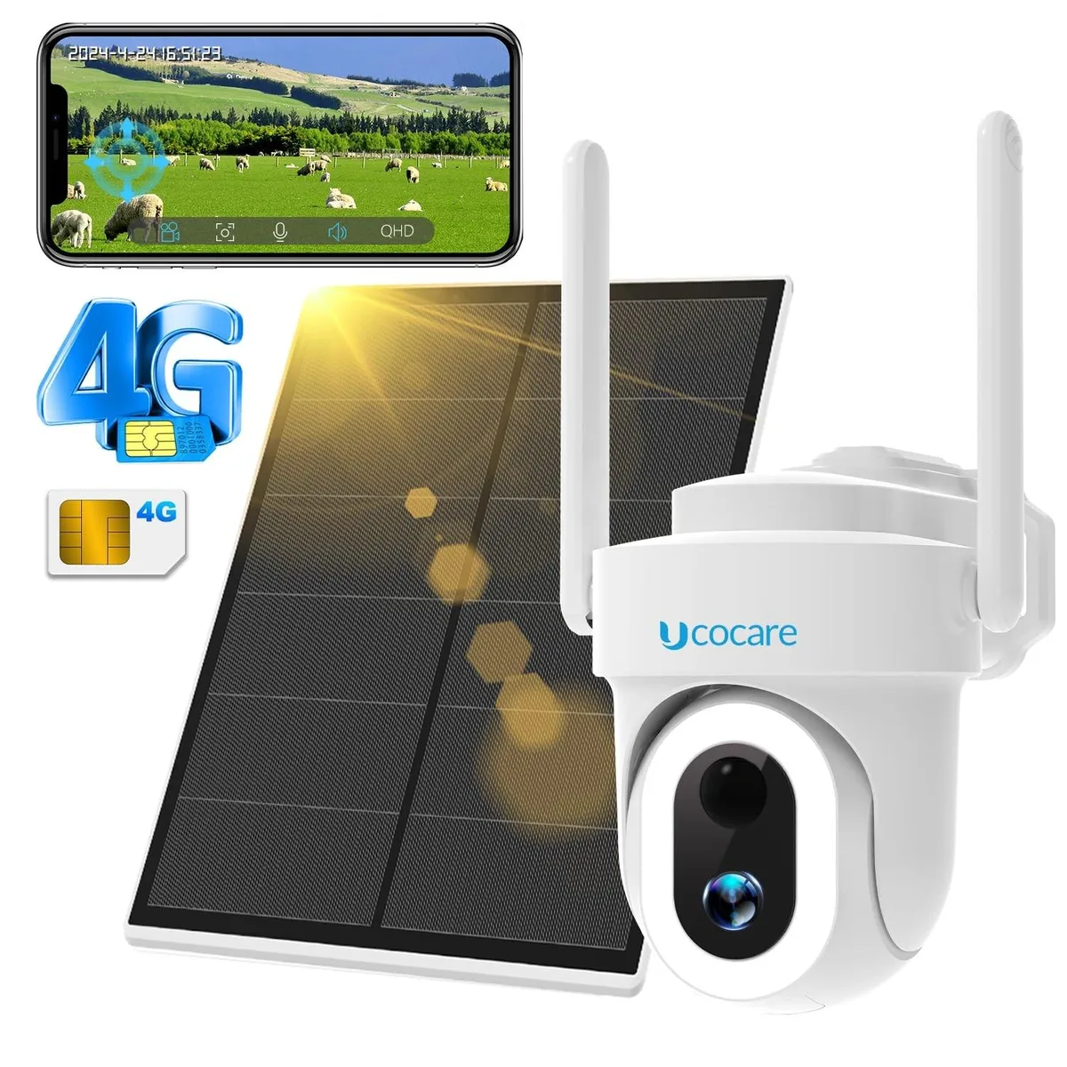 V2 Technologies V2 Technologies 4G LTE Solar Network Camera 4MP 360 Pan Tilt — product photo