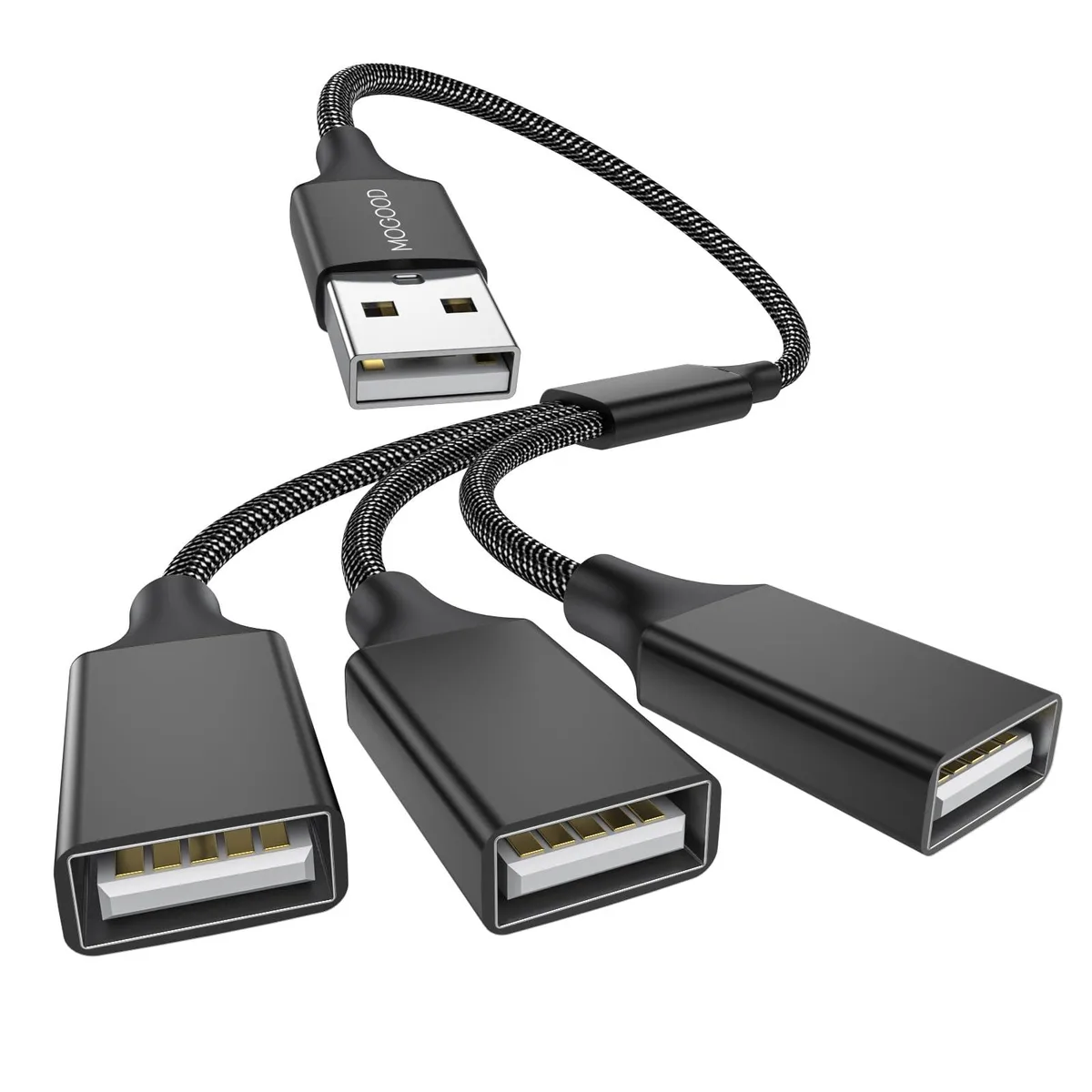 No Sew No Sew USB 2.0 Splitter Cable 1 Male to 3 Female 0.8ft 480 Mbps 1.5 A Black — product photo