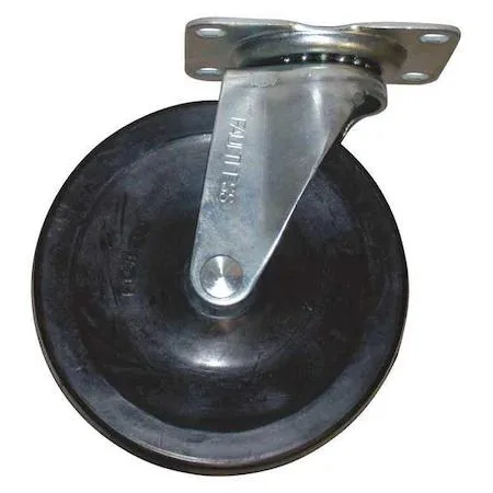 Black 5-inch heavy-duty swivel caster wheel with mounting plate