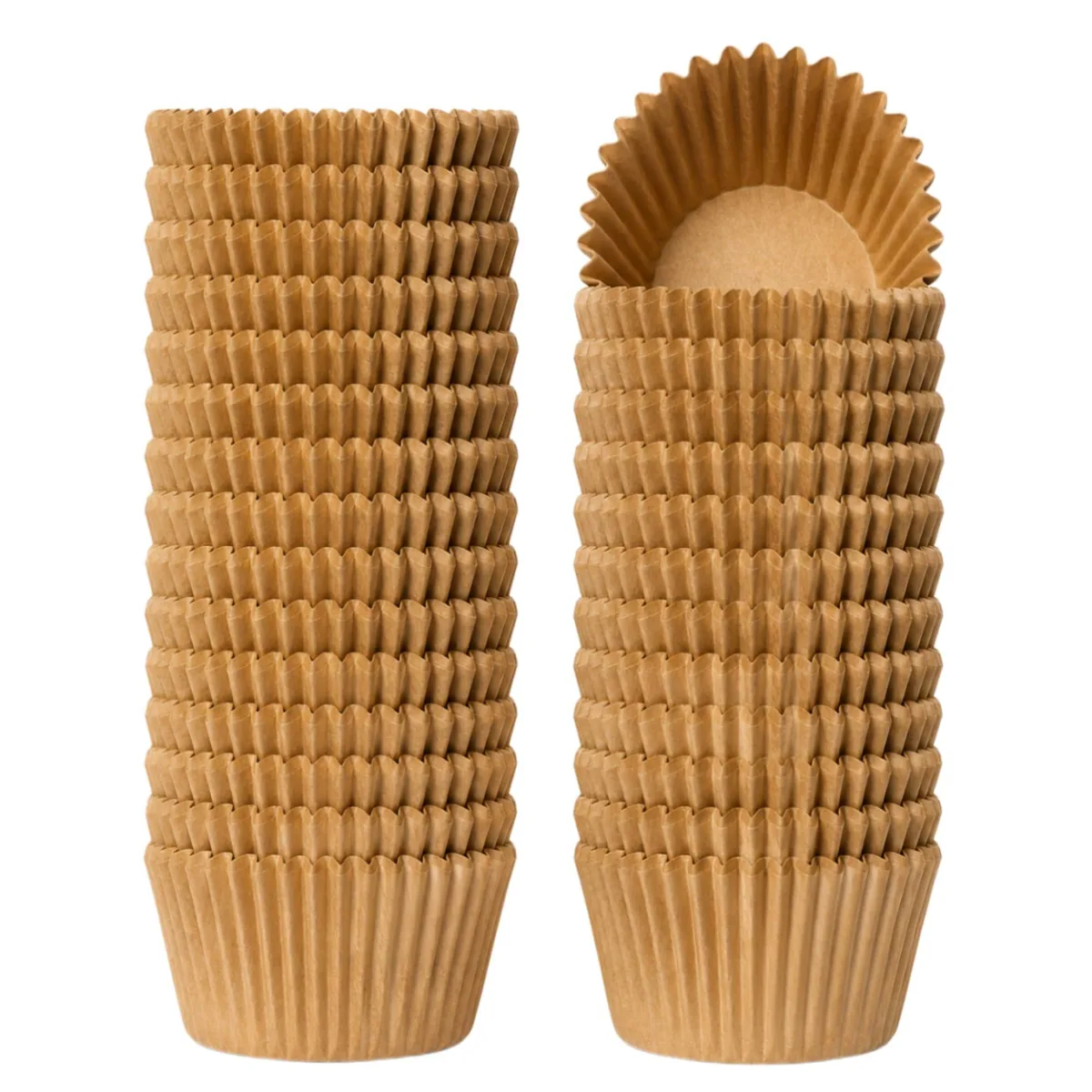 Pack of 500 natural mini cupcake liners, 2.36 inches top diameter, 1.38 inches bottom, .98 inches high