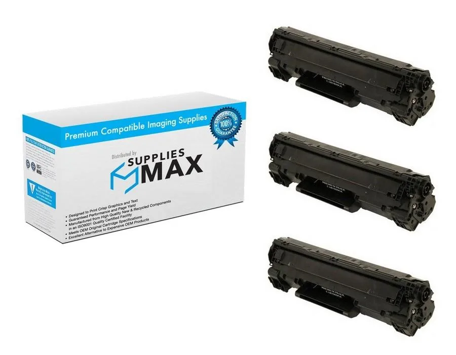 SuppliesMax SuppliesMax Compatible Toner Cartridge 3 Pack Black 1600 Page Yield CE285AT1 — product photo