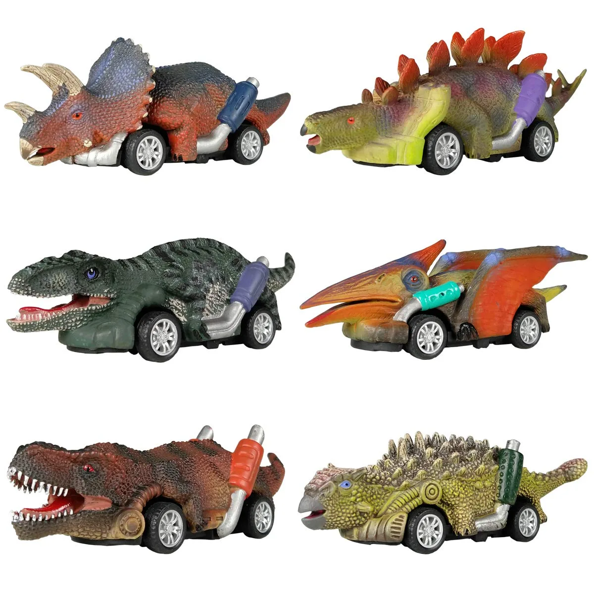 Dinosaur Toy Pull Back Cars 6 Pack Diecast Vehicles — product photo
