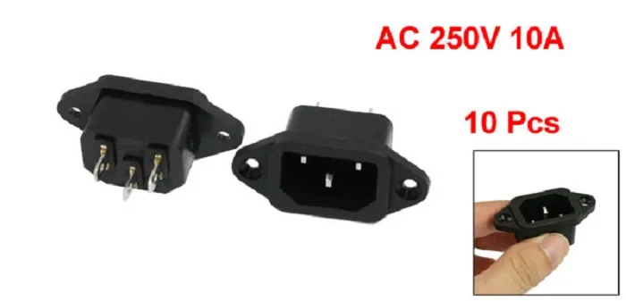 TeKit TeKit SA177 IEC320 C14 male panel mount inlet 10-pack — product photo