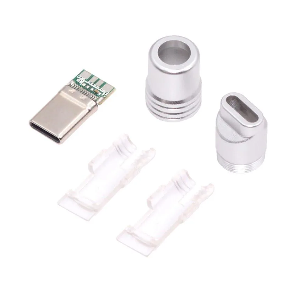 LORDWORLD LORDWORLD USB 3.1 Type-C Male Plug Connector Kit Silver 4.0-6.0mm — product photo