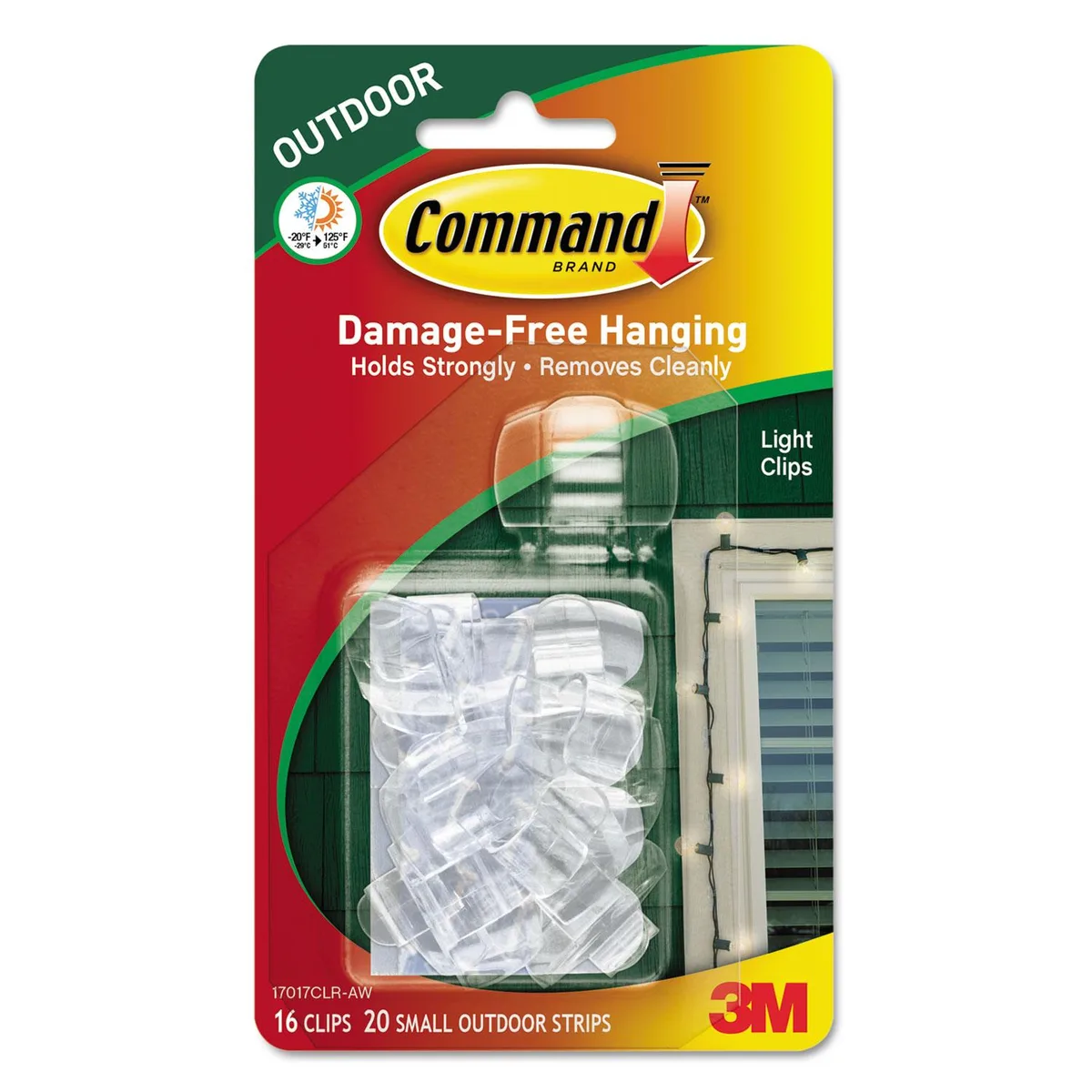 Command Command All Weather Hooks &amp; Strips Small Clear 16 Clips 20 Strips — product photo