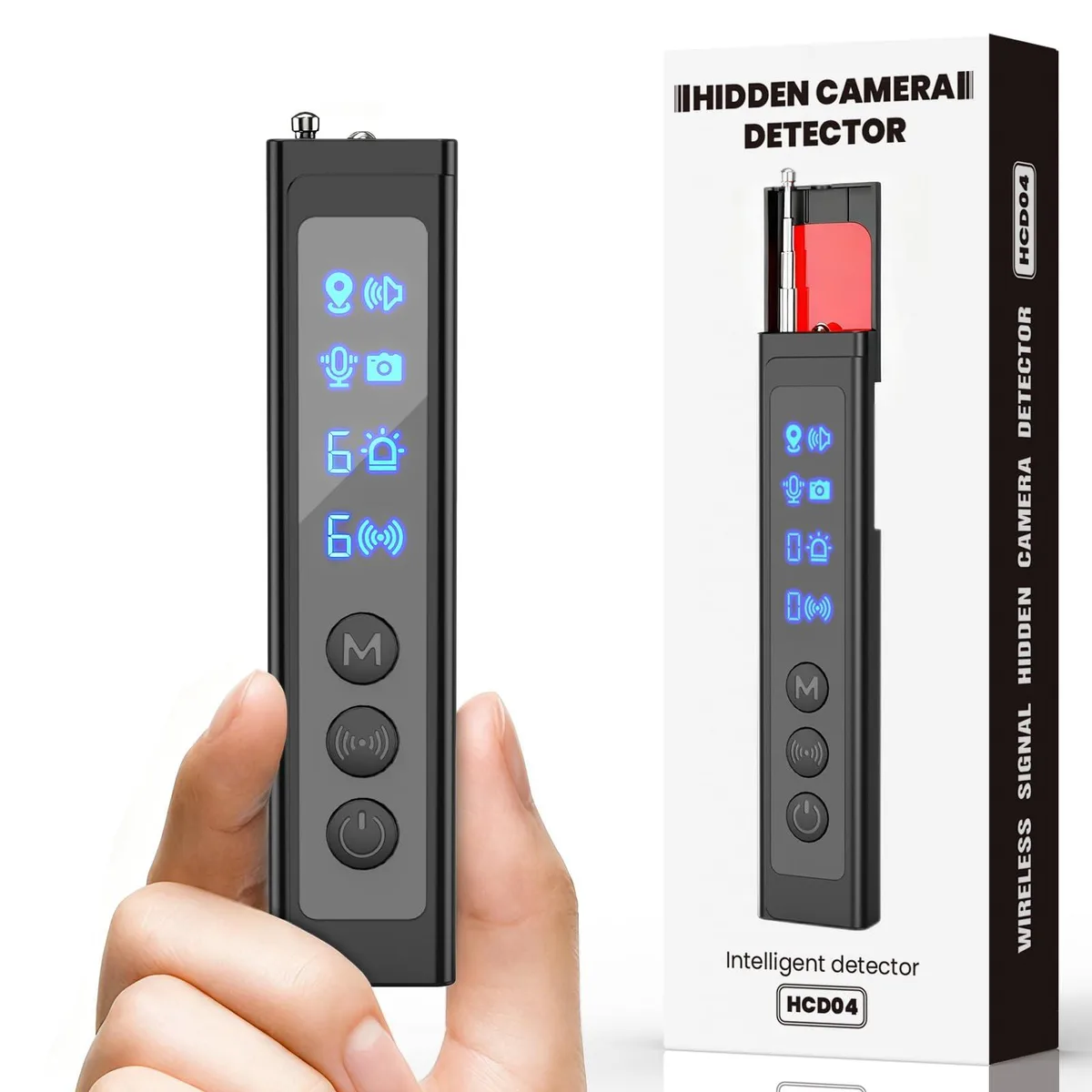 Small rectangular handheld device with matte finish and front-facing lens