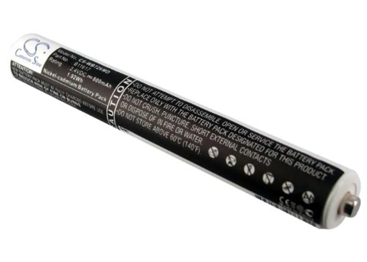 Rectangular battery pack with dark casing and connector end