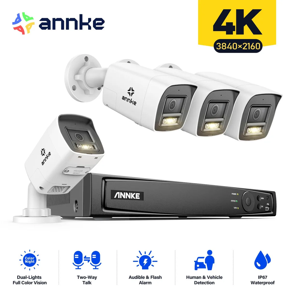Annke Annke 8CH 4K Outdoor PoE Surveillance Security System 12MP NVR 4×8MP Bullet IP67 — product photo