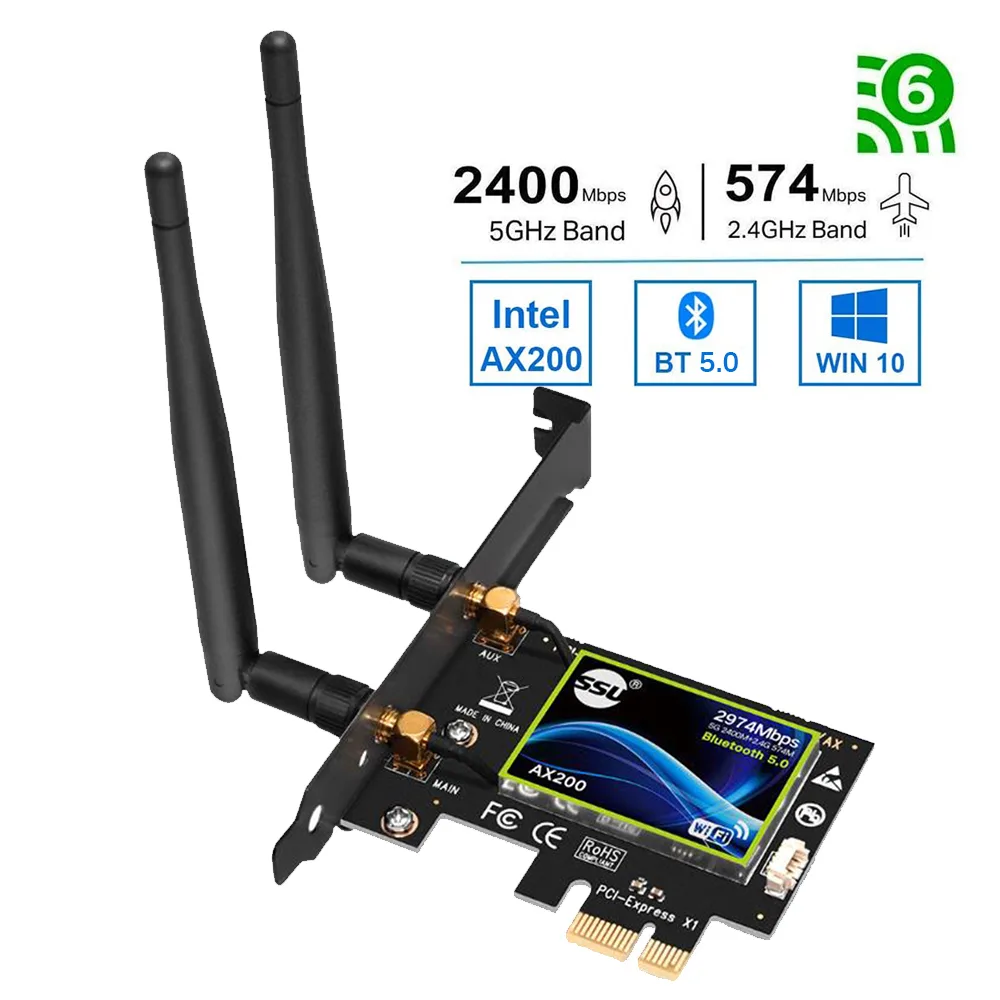 IHDAPP IHDAPP Wi-Fi 6 AX200 PCIe Adapter Bluetooth 5.0 3000Mbps Dual Band — product photo