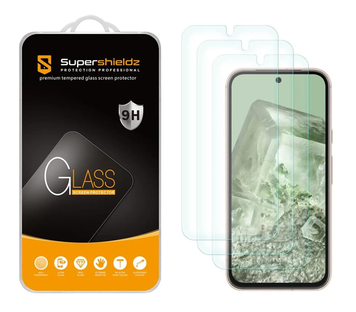 Supershieldz Pixel 8a (6.1 inch) Tempered Glass 3-pack — product photo