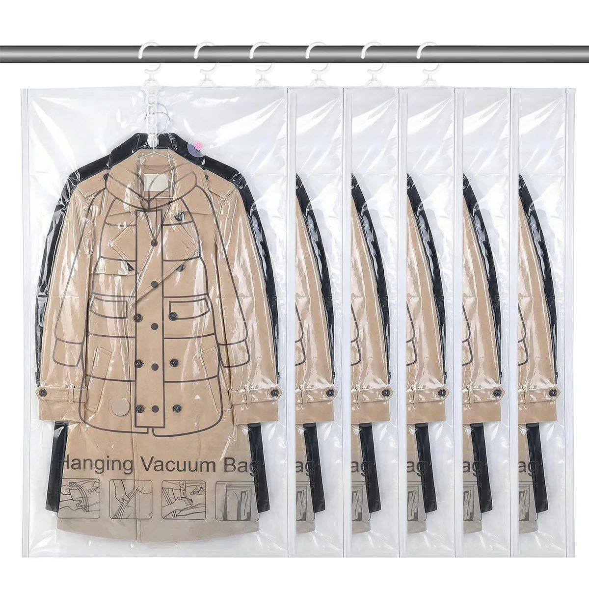  KongTiva 6 Pcs Hanging Vacuum Seal Bags 43.3 x 27.6 in Clear — product photo