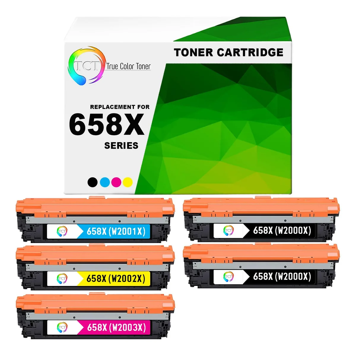 TCT TCT 658X Toner Cartridge 5 Pack High Yield 4 Colors W2000X W2001X W2002X W2003X — product photo