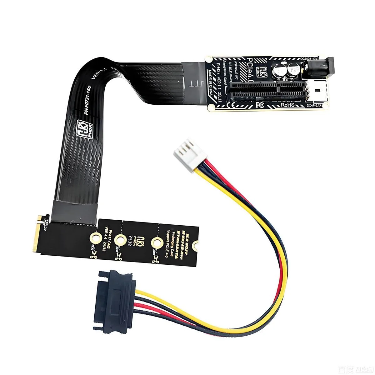 Fervit Fervit M.2 NVMe M-Key 90° to PCIe X1 X4 X8 X16 Adapter Cable for 2260 2280 — product photo