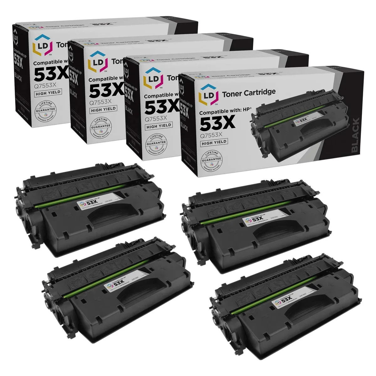 LD Products LD Products Compatible Toner Cartridge for HP 53X Q7553X High Yield Black 4-Pack — product photo