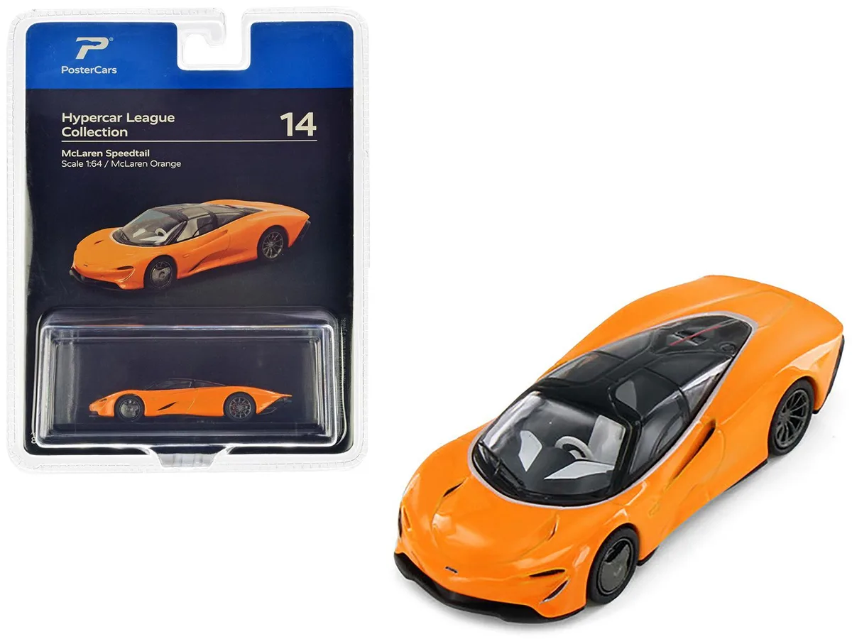 PosterCars PosterCars McLaren Speedtail McLaren Orange with Black Top 1/64 Diecast Model Car — product photo