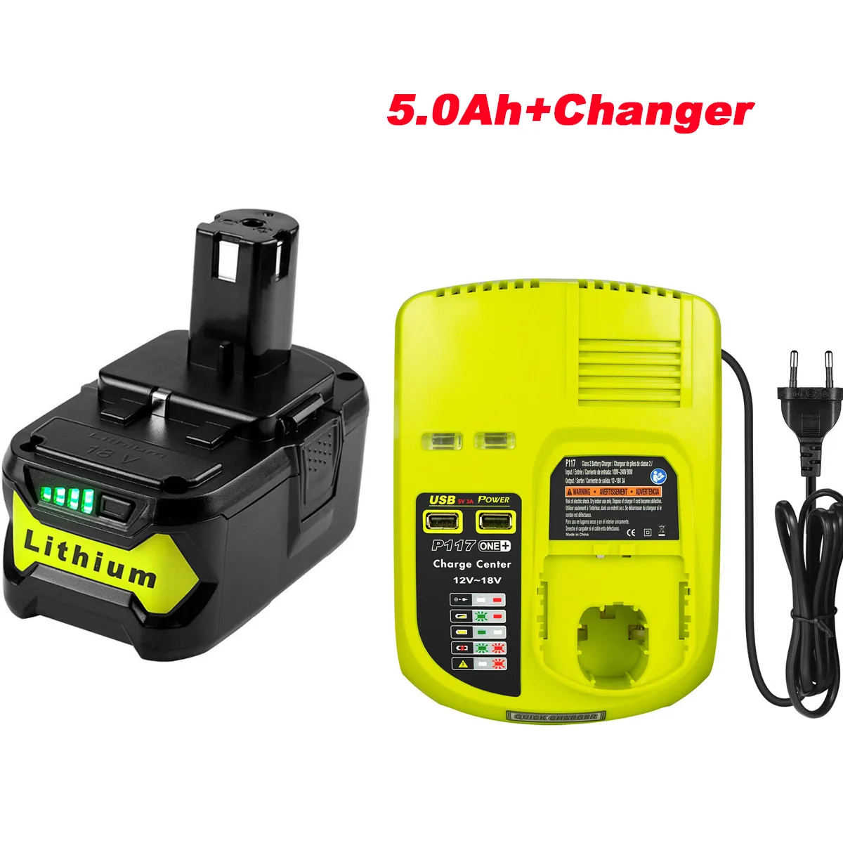 THISS THISS 18V 5.0Ah Lithium Battery for Ryobi One+ P108 P117 Charger — product photo
