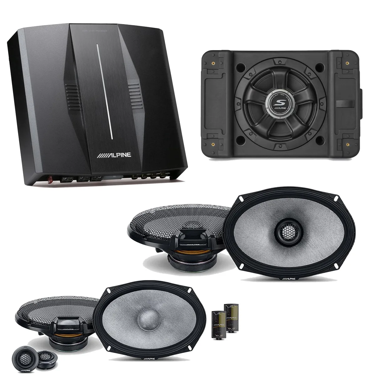 Alpine Alpine PXE-C80-88 OPTIM8 8-Channel Amp with SS-SB12 Subwoofer, R2-S69C &amp; R2-S69 Bundle — product photo