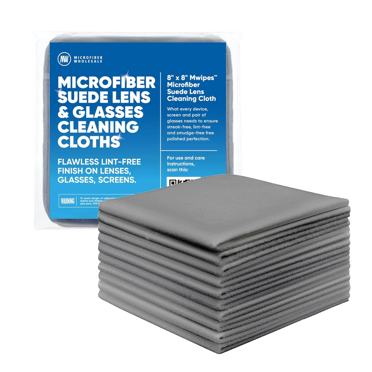  Microfiber Wholesale Glass Care Cloth Gray 8x8 10pk — product photo