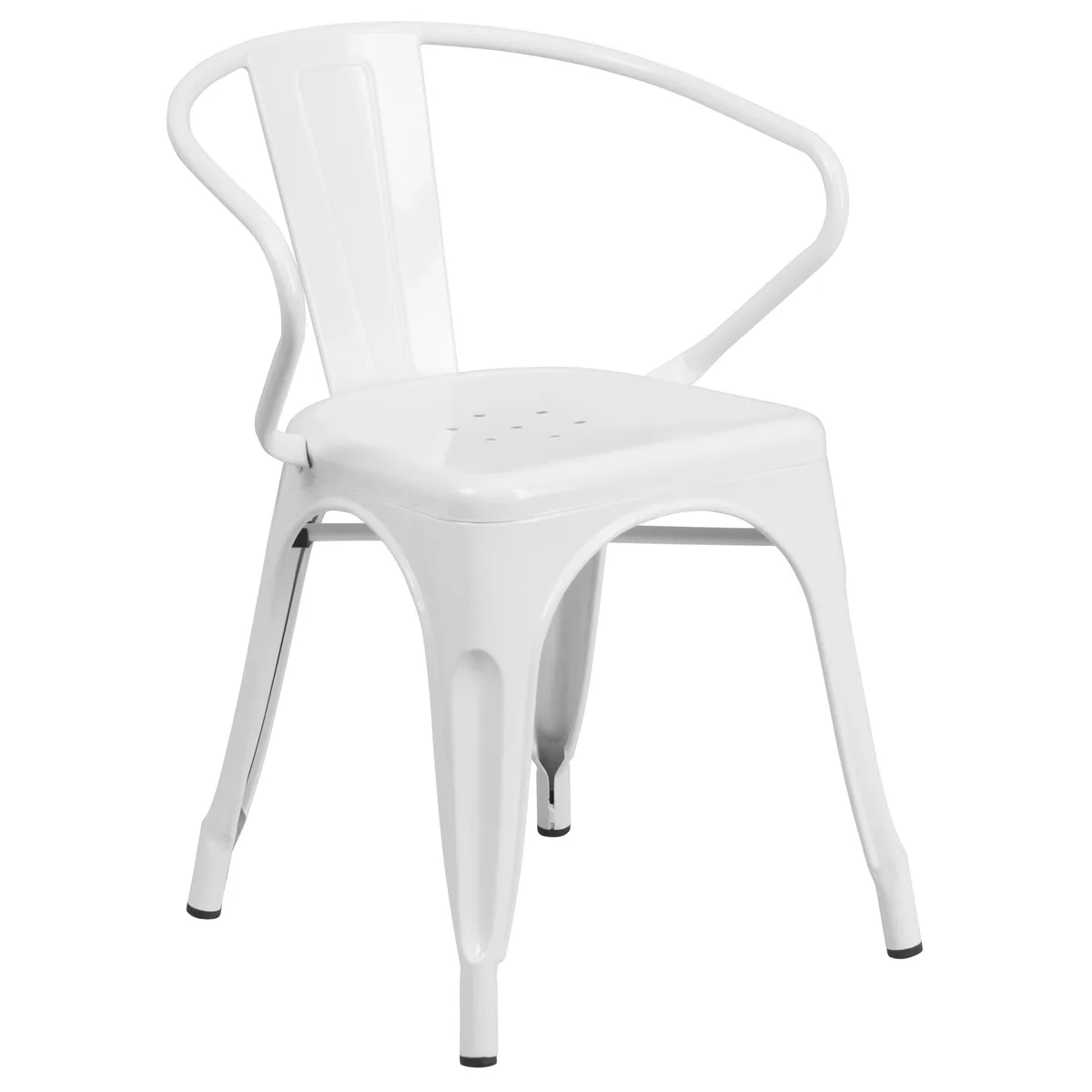 Flash Furniture Flash Furniture CH-31270-WH-GG White Metal Indoor-Outdoor Chair with Arms 21.5"W x 19"D x 27.75"H 500 lb — product photo