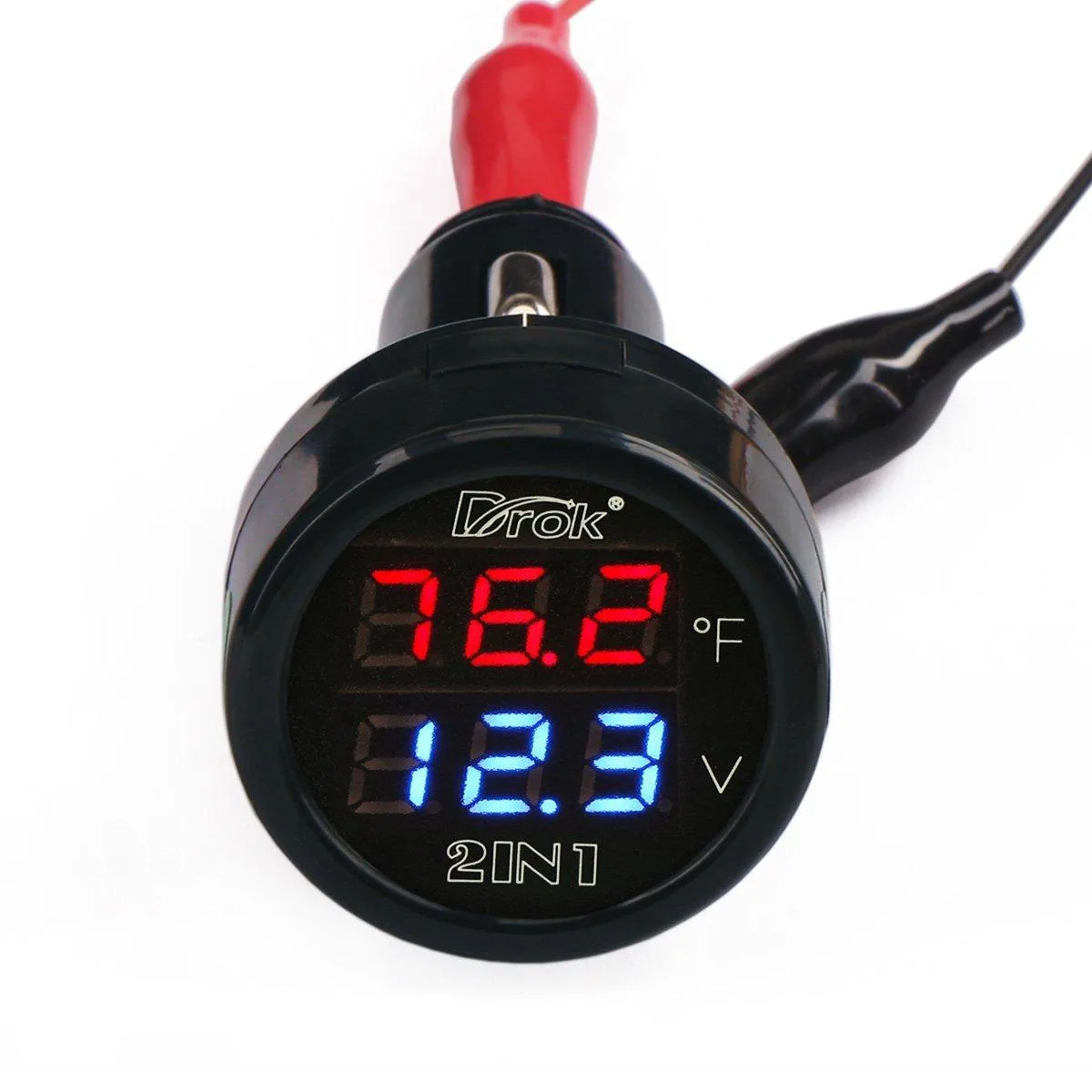  DROK 12V 24V Voltage Temperature Monitor 10-170°F — product photo