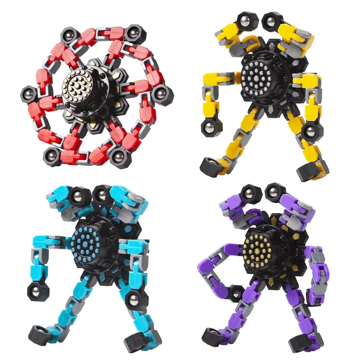  Transformable Fidget Spinners 4 Pcs Wood Play Area — product photo