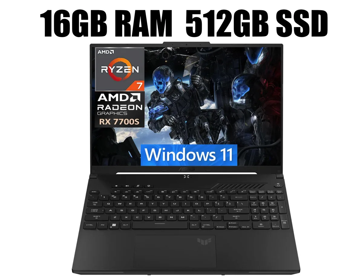 ASUS ASUS TUF A16 Raider gaming laptop Ryzen 7 7735HS RX 7700S 8GB 16GB DDR5 512GB 16 165Hz — product photo
