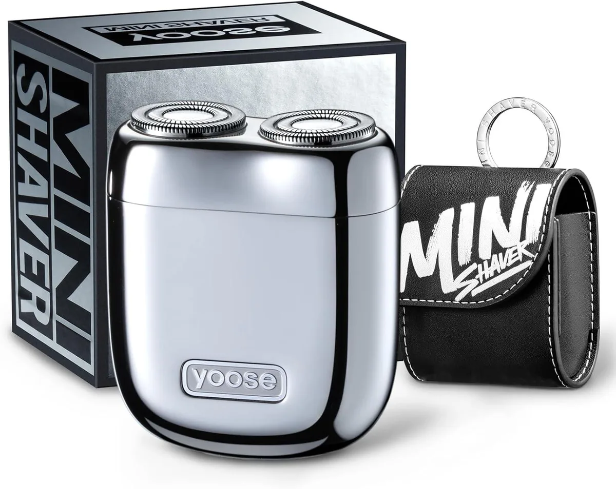 Silver alloy mini shaver with leather case