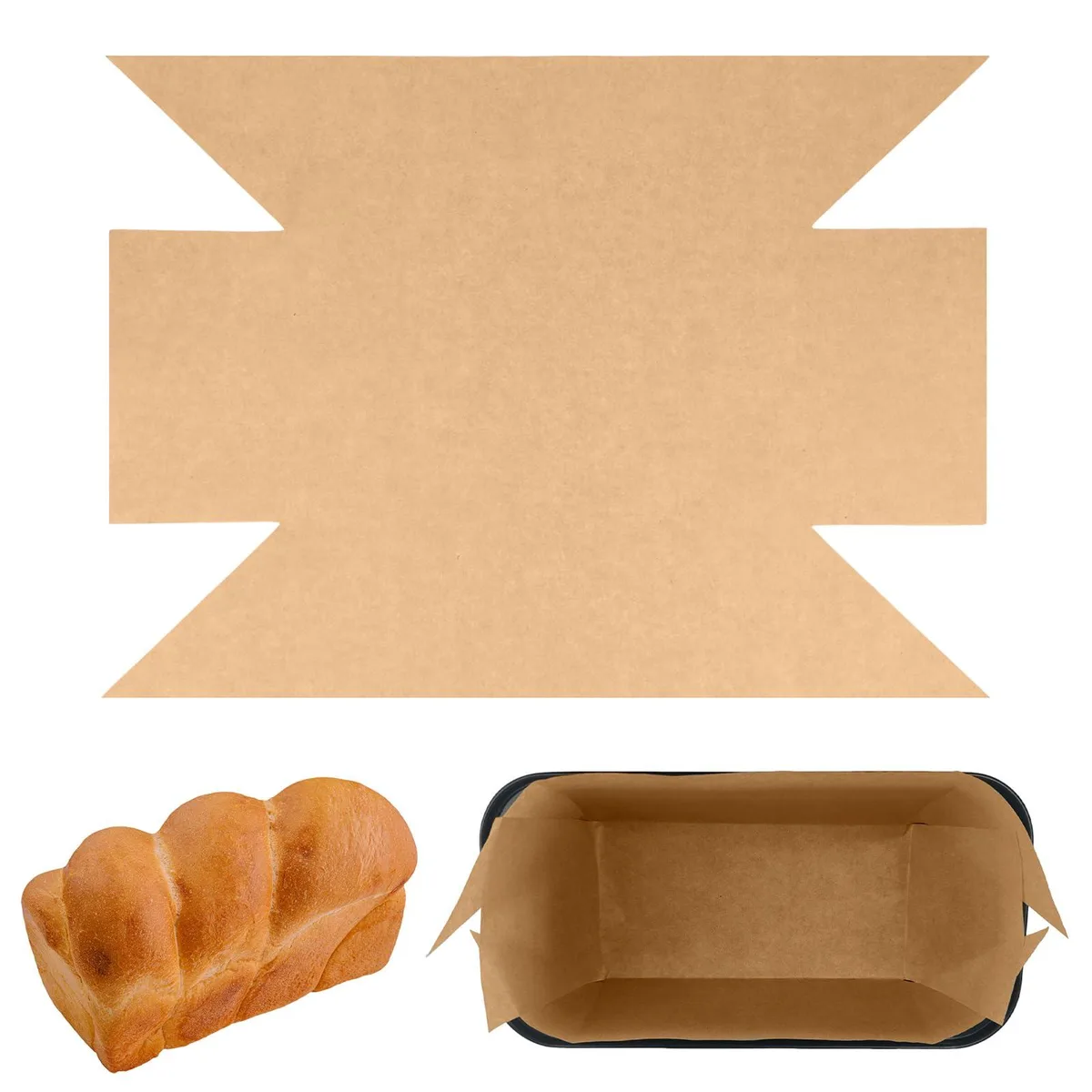  QTRQTR 100 Parchment Loaf Pan Liners 9x5 in Brown paper craft — product photo