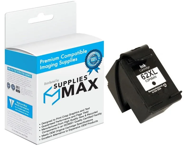 SuppliesMax SuppliesMax HP 62XL Black Inkjet Cartridge 600 Pages — product photo